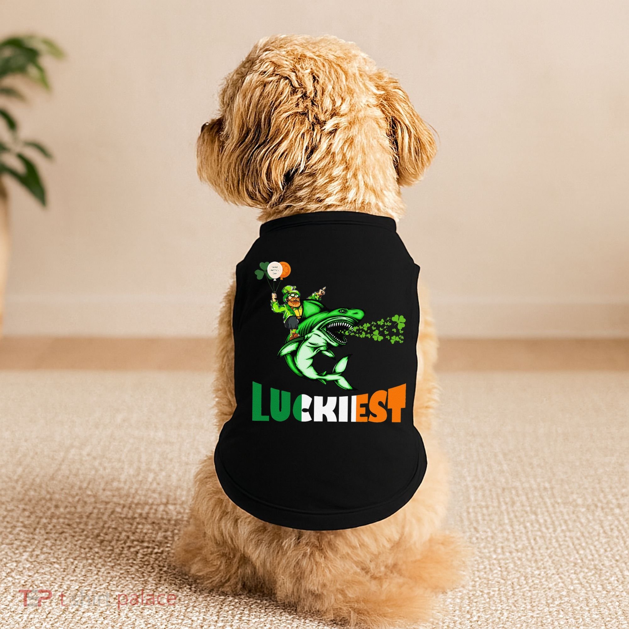 Saint Patrick's Day Funny Leprechaun Riding Shark Best Gift Doggie Tank