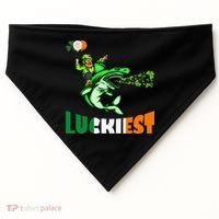 Saint Patrick's Day Funny Leprechaun Riding Shark Best Gift USA-Made Doggie Bandana thumb 0