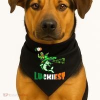 Saint Patrick's Day Funny Leprechaun Riding Shark Best Gift USA-Made Doggie Bandana thumb 1