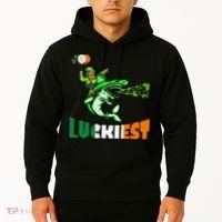 Saint Patrick's Day Funny Leprechaun Riding Shark Best Gift Hoodie thumb 2