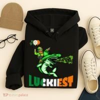 Saint Patrick's Day Funny Leprechaun Riding Shark Best Gift Hoodie thumb 4