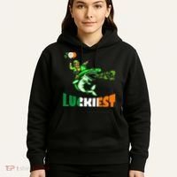 Saint Patrick's Day Funny Leprechaun Riding Shark Best Gift Hoodie thumb 5