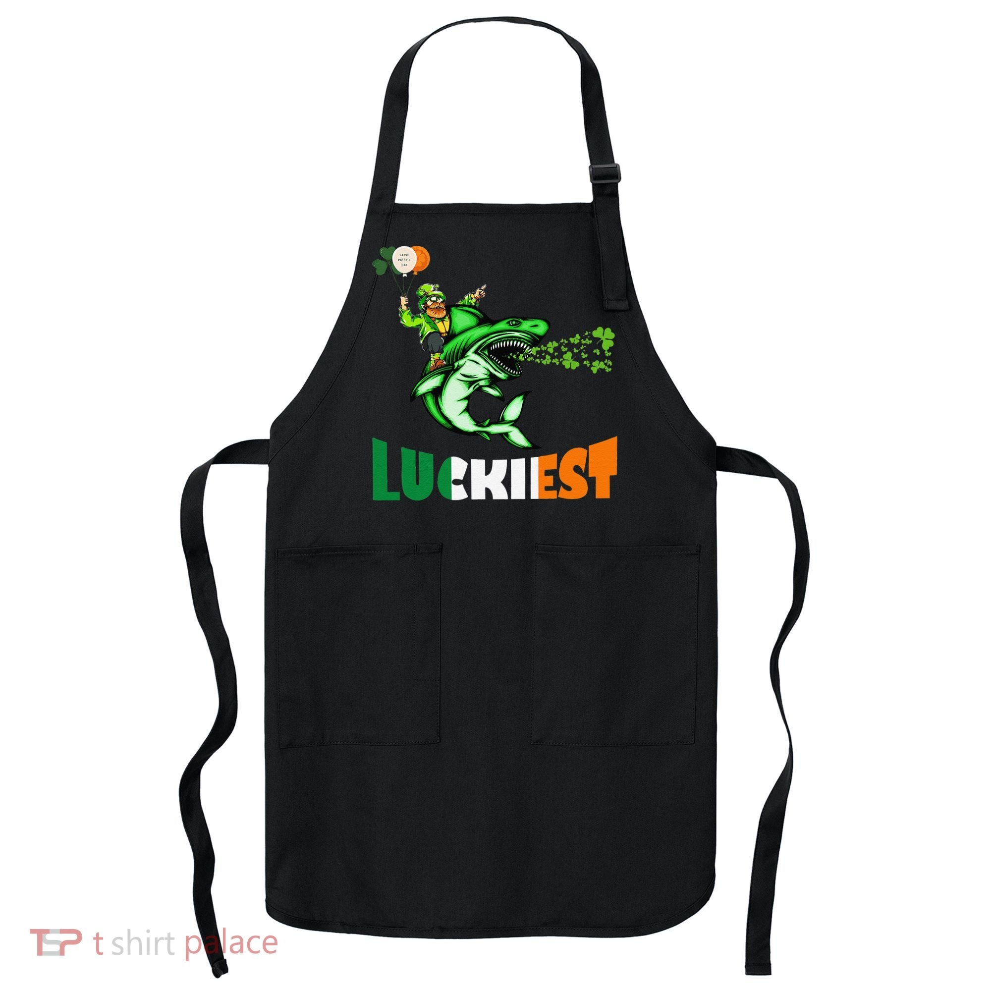 Saint Patrick's Day Funny Leprechaun Riding Shark Best Gift Apron