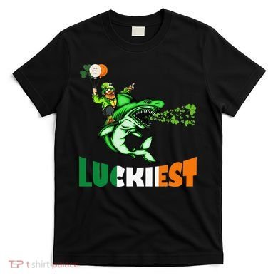 Saint Patrick's Day Funny Leprechaun Riding Shark Best Gift T-Shirt