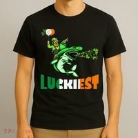 Saint Patrick's Day Funny Leprechaun Riding Shark Best Gift T-Shirt thumb 3