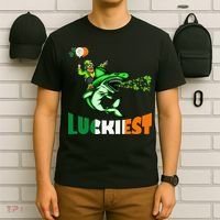 Saint Patrick's Day Funny Leprechaun Riding Shark Best Gift T-Shirt thumb 6