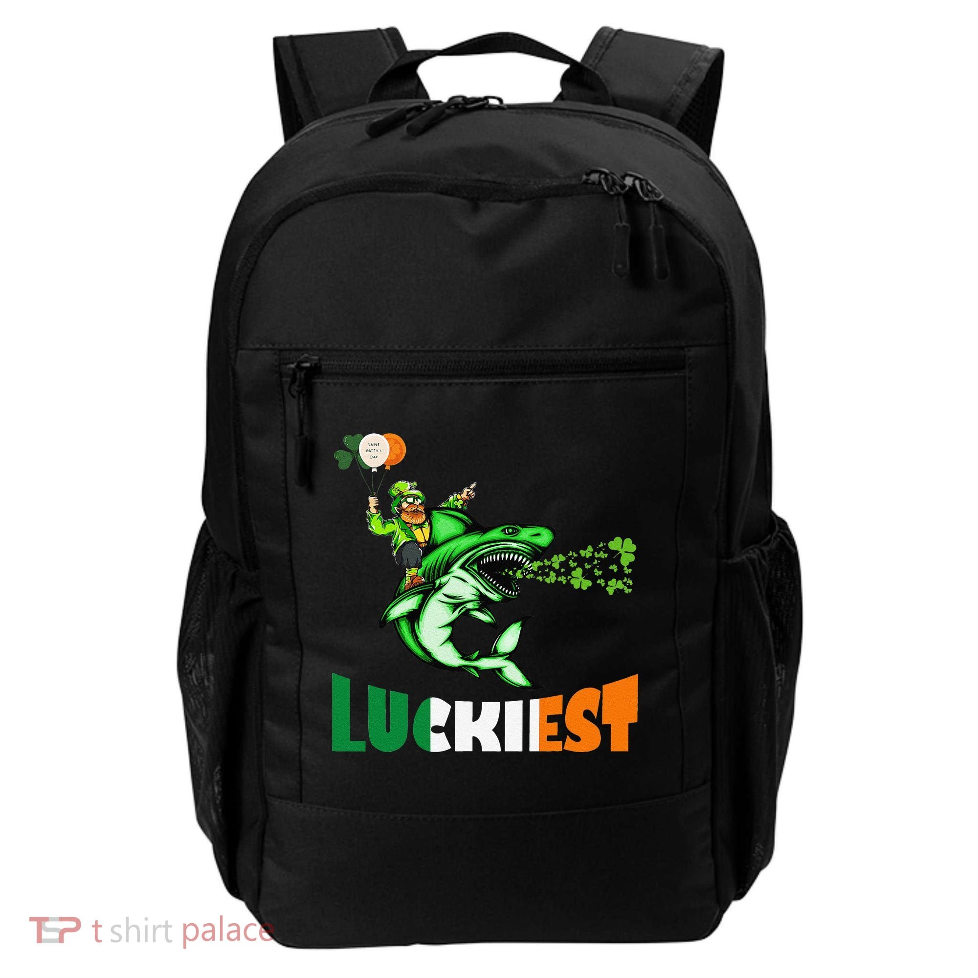 Saint Patrick's Day Funny Leprechaun Riding Shark Best Gift Backpack