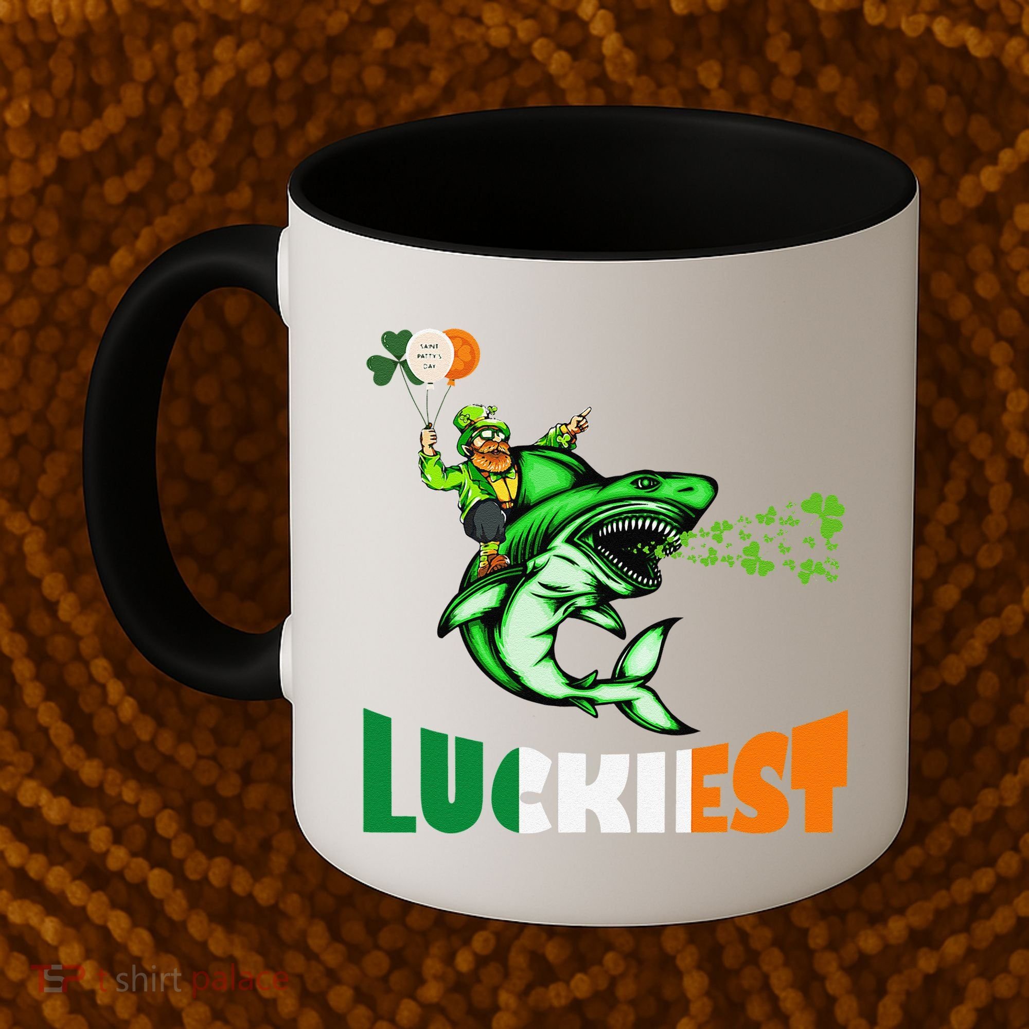 Saint Patrick's Day Funny Leprechaun Riding Shark Best Gift Coffee Mug