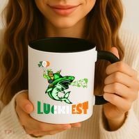 Saint Patrick's Day Funny Leprechaun Riding Shark Best Gift Coffee Mug thumb 3