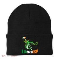 Saint Patrick's Day Funny Leprechaun Riding Shark Best Gift Beanie thumb 0