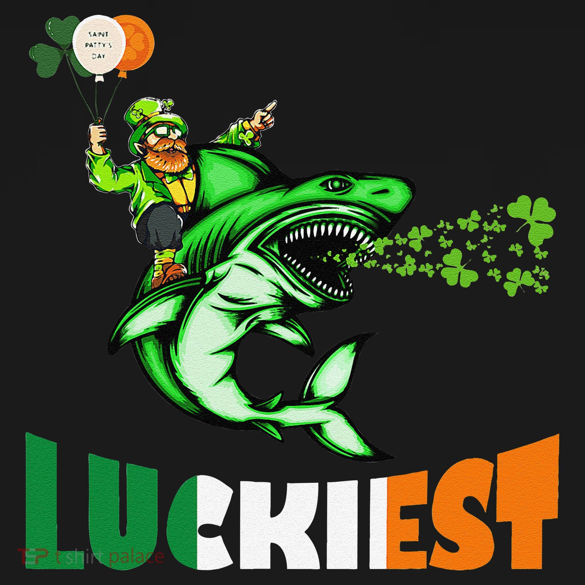 Saint Patrick's Day Funny Leprechaun Riding Shark Best Gift Polo