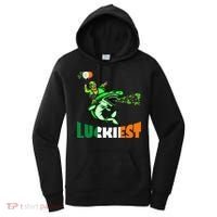 Saint Patrick's Day Funny Leprechaun Riding Shark Best Gift Women's Hoodie thumb 0