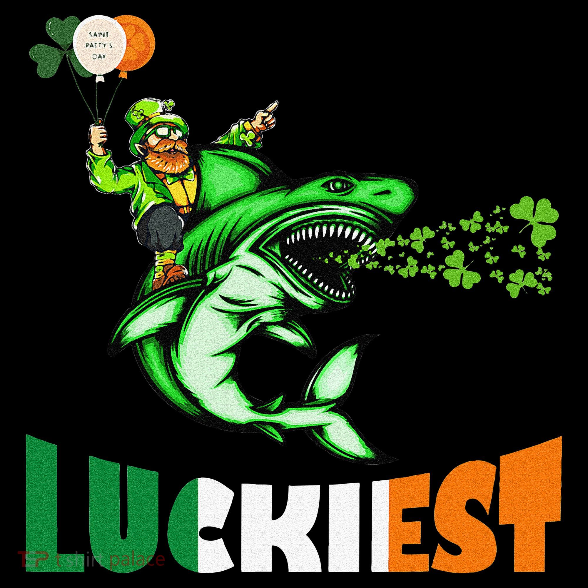 Saint Patrick's Day Funny Leprechaun Riding Shark Best Gift Women's Hoodie