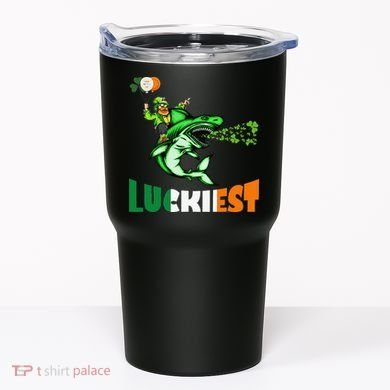 Saint Patrick's Day Funny Leprechaun Riding Shark Best Gift Tumbler