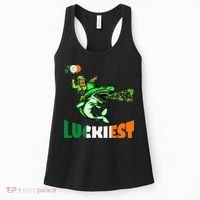 Saint Patrick's Day Funny Leprechaun Riding Shark Best Gift Women's Tank Top thumb 0