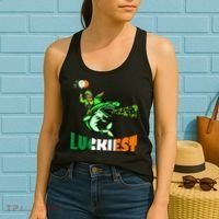 Saint Patrick's Day Funny Leprechaun Riding Shark Best Gift Women's Tank Top thumb 2