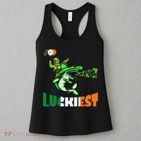 Saint Patrick's Day Funny Leprechaun Riding Shark Best Gift Women's Tank Top thumb 3