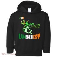 Saint Patrick's Day Funny Leprechaun Riding Shark Best Gift Toddler Hoodie thumb 0