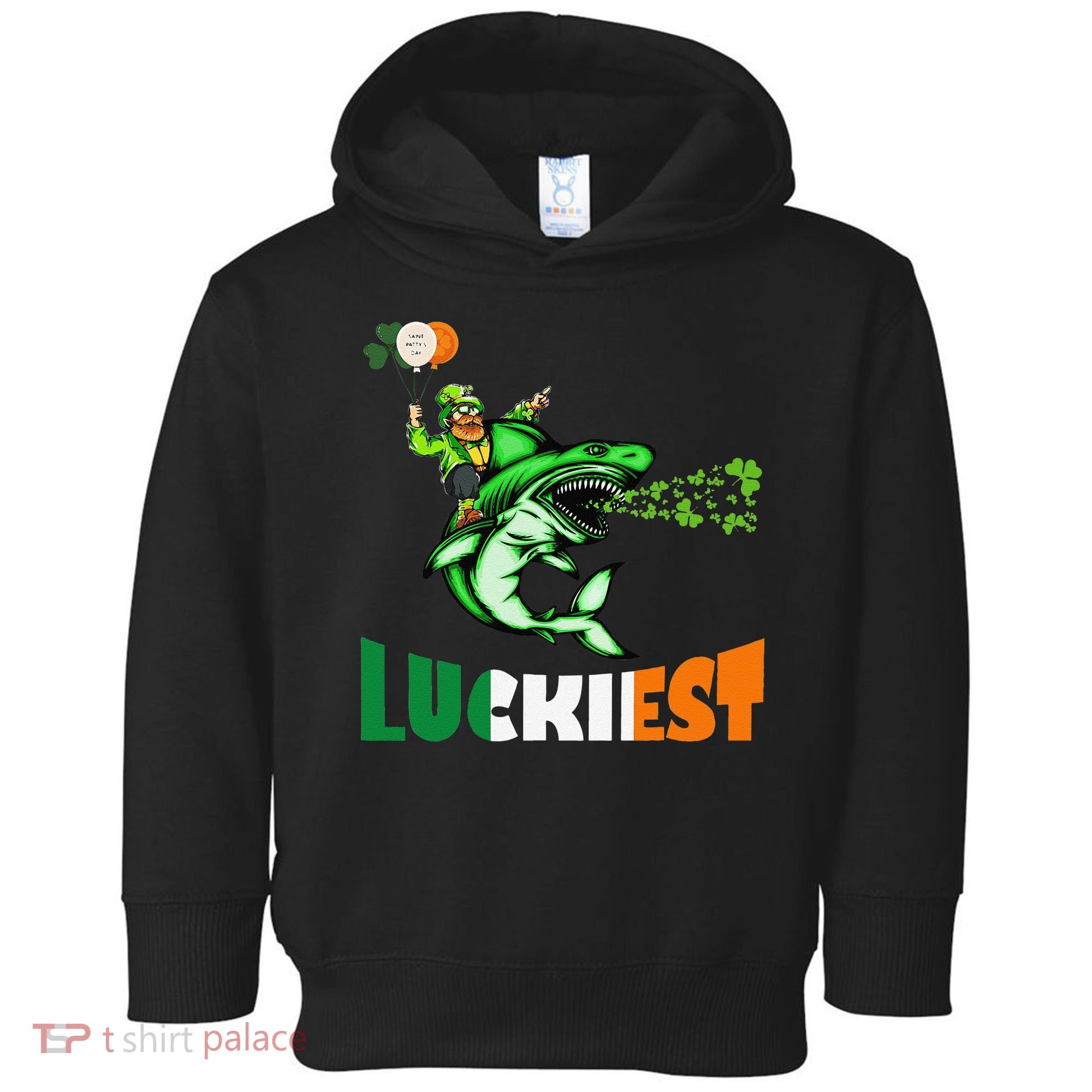 Saint Patrick's Day Funny Leprechaun Riding Shark Best Gift Toddler Hoodie