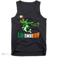 Saint Patrick's Day Funny Leprechaun Riding Shark Best Gift Tank Top thumb 0