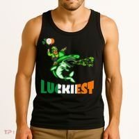 Saint Patrick's Day Funny Leprechaun Riding Shark Best Gift Tank Top thumb 3