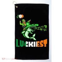 Saint Patrick's Day Funny Leprechaun Riding Shark Best Gift Golf Towel thumb 0