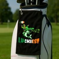 Saint Patrick's Day Funny Leprechaun Riding Shark Best Gift Golf Towel thumb 2
