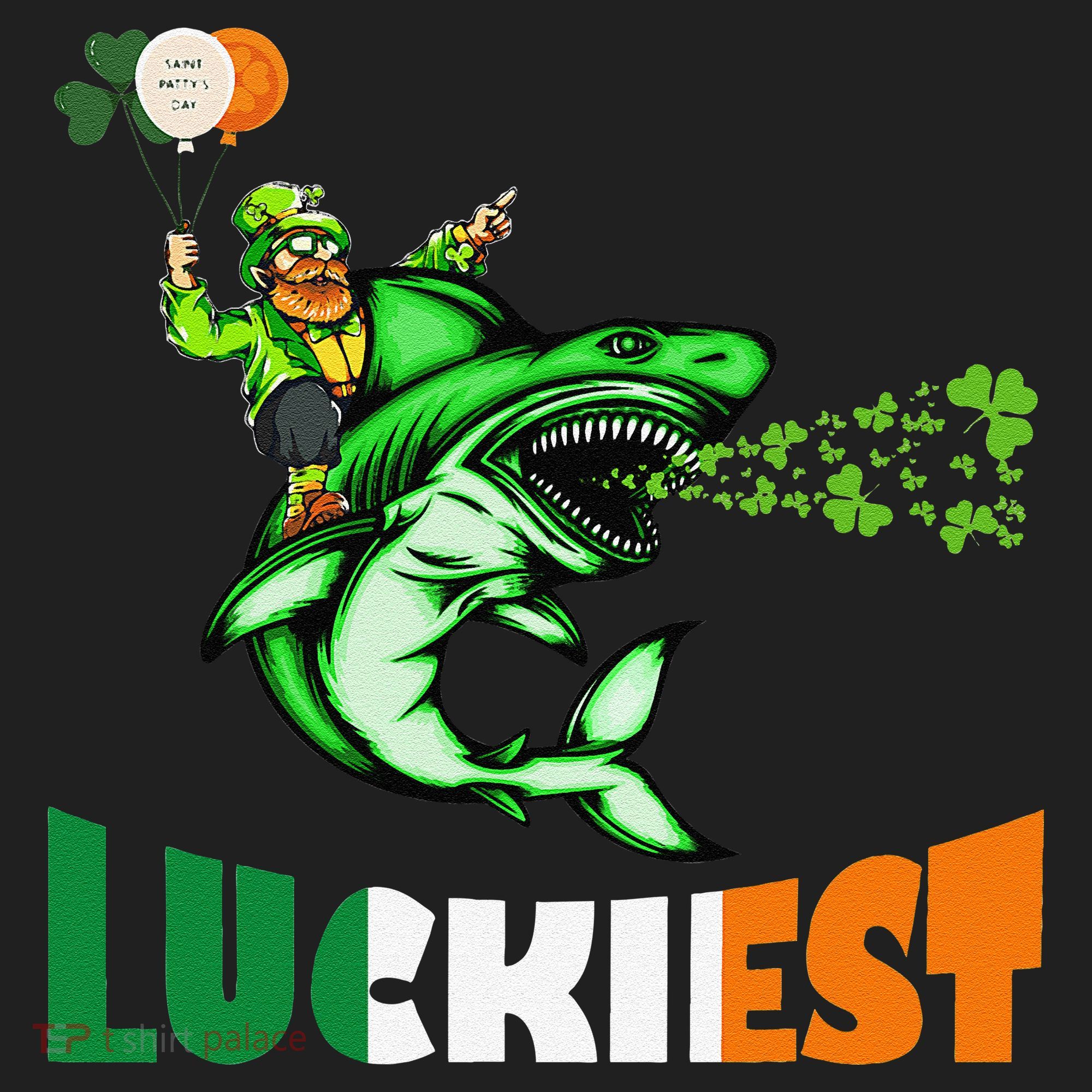 Saint Patrick's Day Funny Leprechaun Riding Shark Best Gift Golf Towel