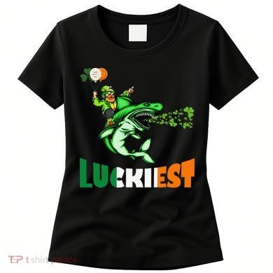Saint Patrick's Day Funny Leprechaun Riding Shark Best Gift Women's T-Shirt