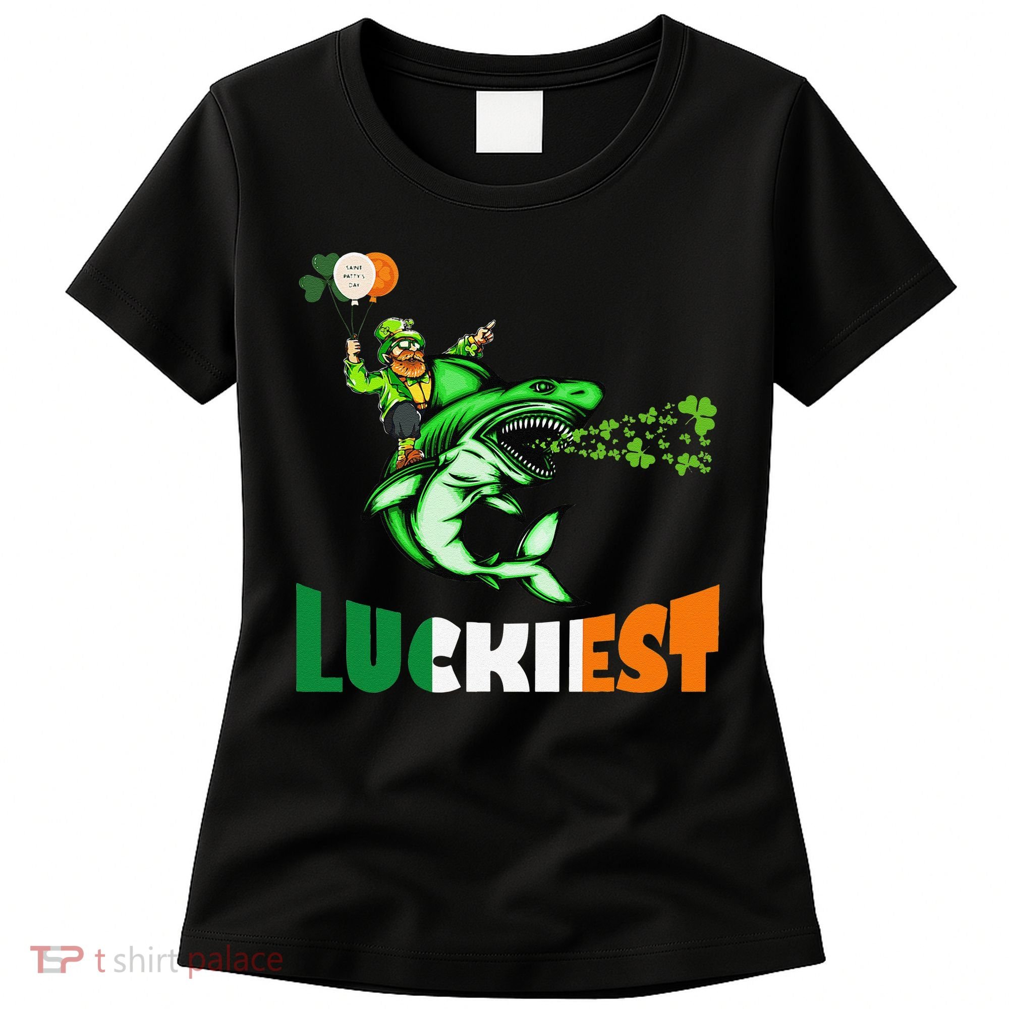 Saint Patrick's Day Funny Leprechaun Riding Shark Best Gift Women's T-Shirt