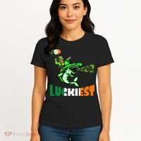Saint Patrick's Day Funny Leprechaun Riding Shark Best Gift Women's T-Shirt thumb 4