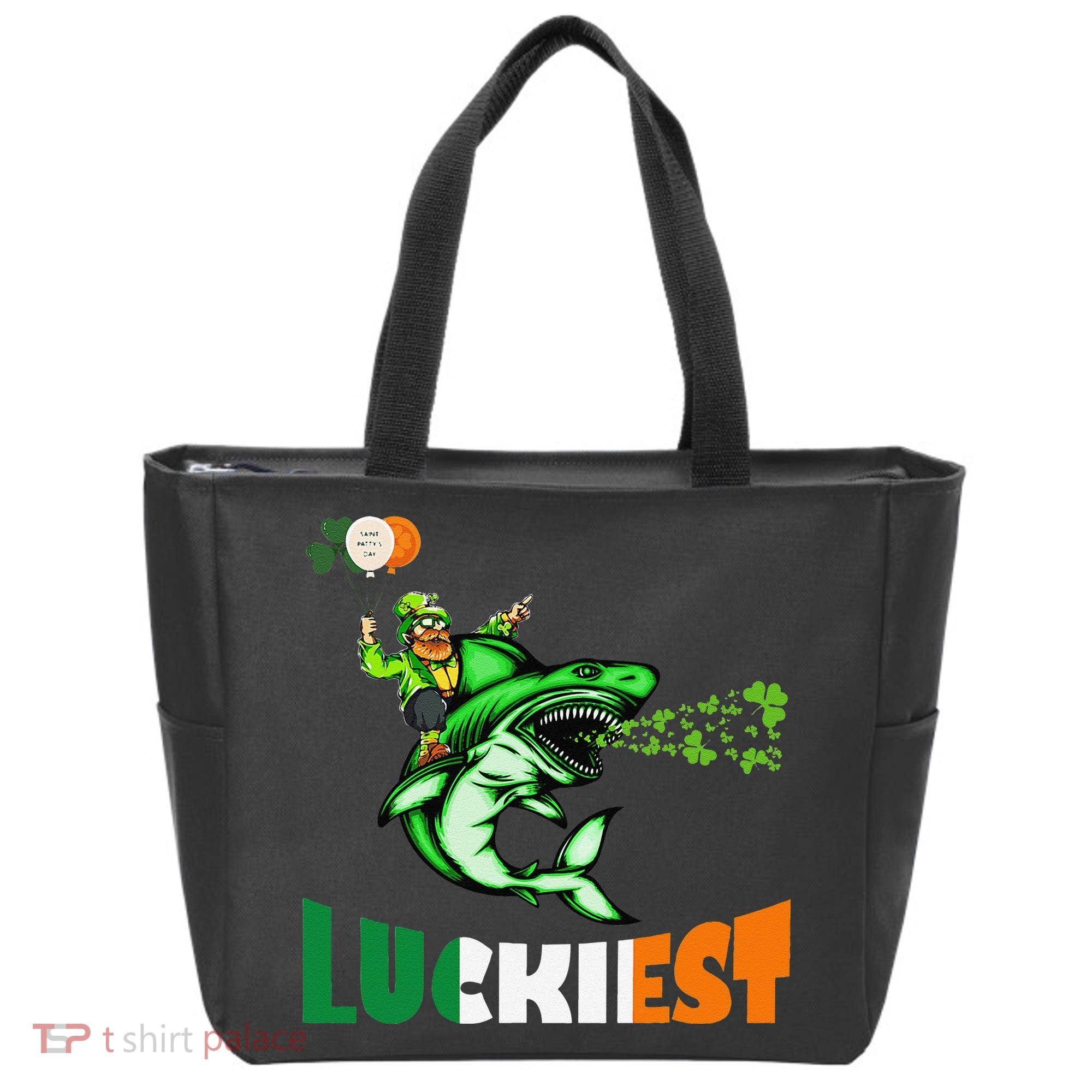 Saint Patrick's Day Funny Leprechaun Riding Shark Best Gift Tote Bag