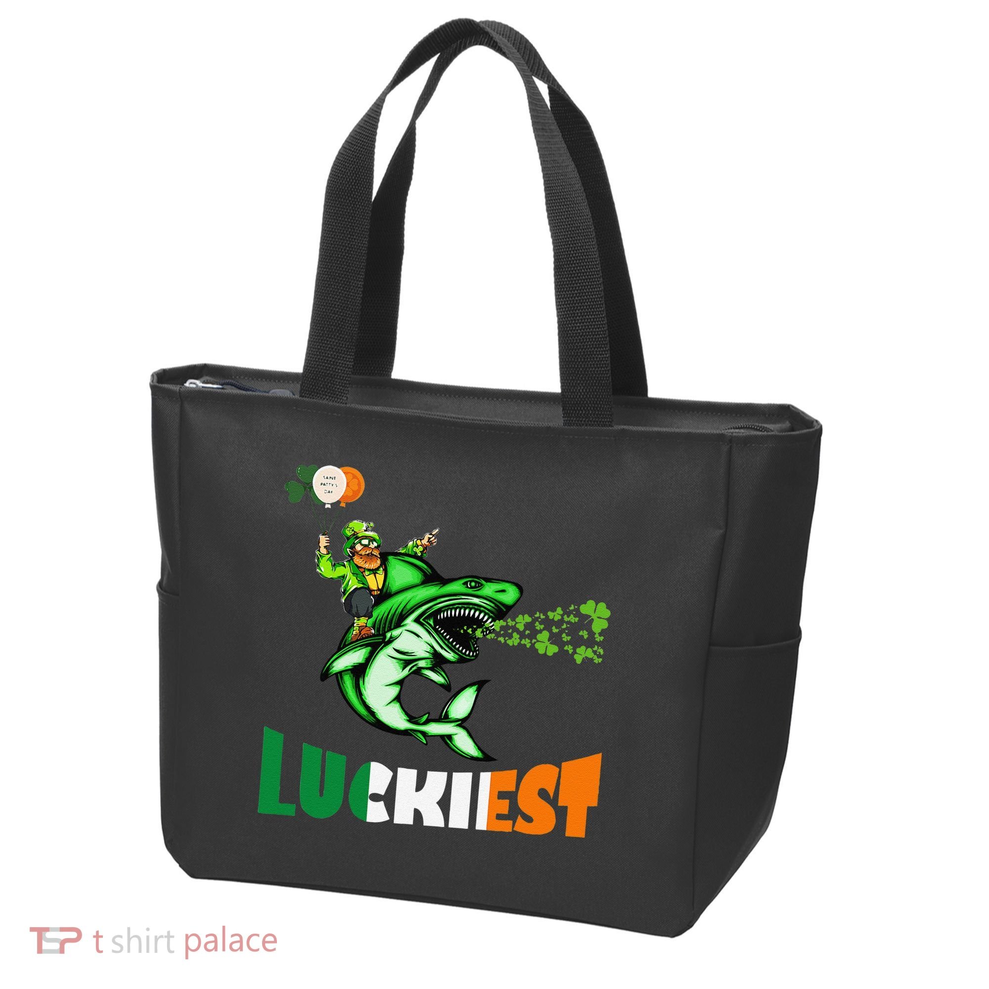 Saint Patrick's Day Funny Leprechaun Riding Shark Best Gift Tote Bag