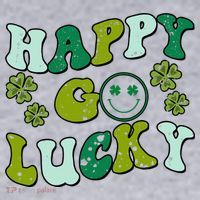 St Patricks Day Happy Go Lucky Shamrock Irish Retro Women's Sweatshirt thumb 2