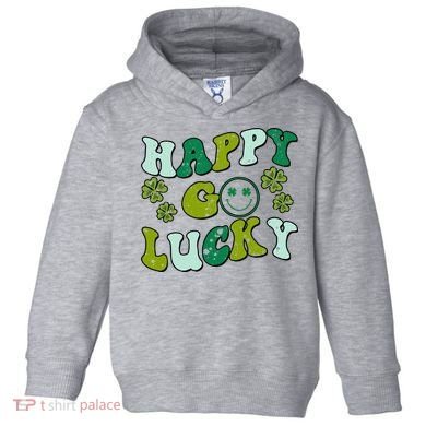 St Patricks Day Happy Go Lucky Shamrock Irish Retro Toddler Hoodie