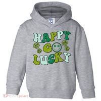 St Patricks Day Happy Go Lucky Shamrock Irish Retro Toddler Hoodie thumb 0
