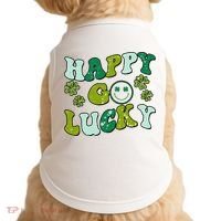 St Patricks Day Happy Go Lucky Shamrock Irish Retro Doggie Tank thumb 0