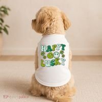 St Patricks Day Happy Go Lucky Shamrock Irish Retro Doggie Tank thumb 2