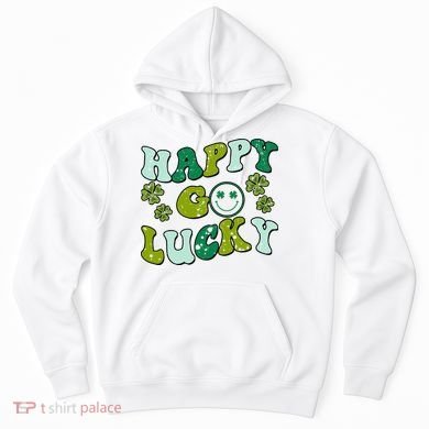 St Patricks Day Happy Go Lucky Shamrock Irish Retro Hoodie