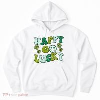 St Patricks Day Happy Go Lucky Shamrock Irish Retro Hoodie thumb 0