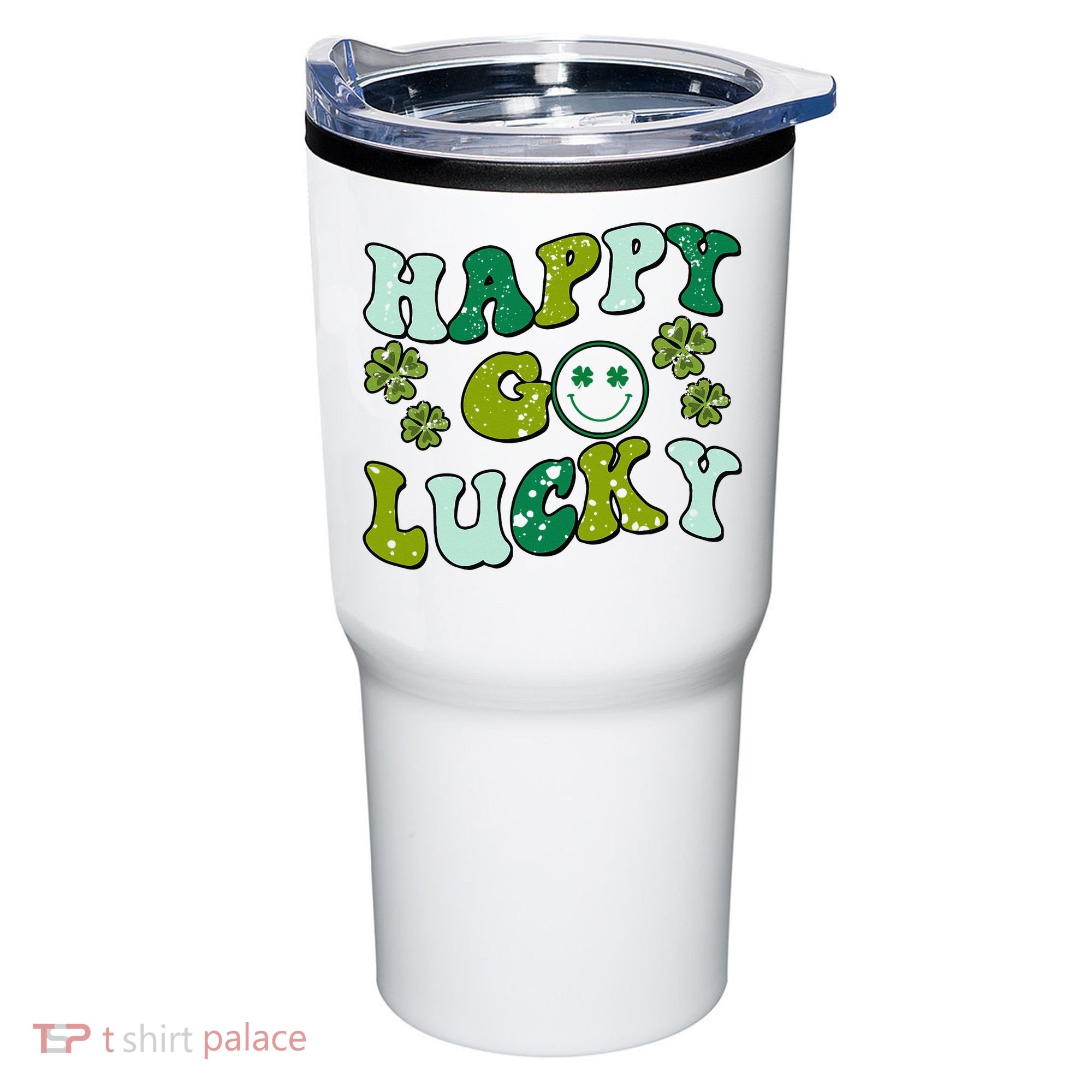 St Patricks Day Happy Go Lucky Shamrock Irish Retro Tumbler