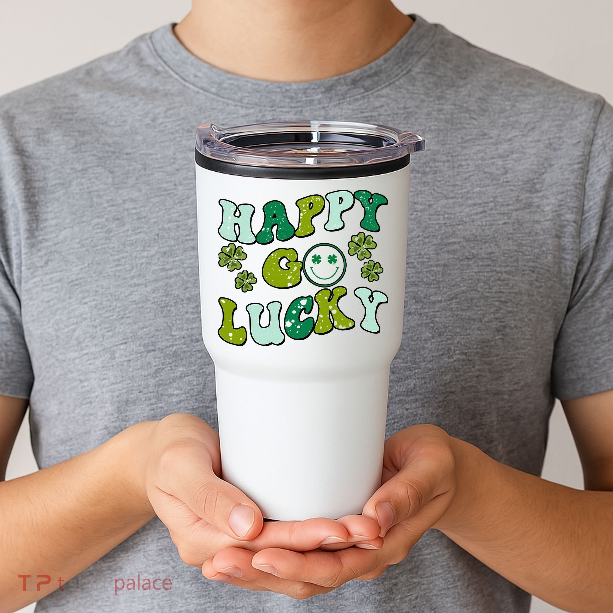 St Patricks Day Happy Go Lucky Shamrock Irish Retro Tumbler