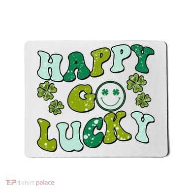 St Patricks Day Happy Go Lucky Shamrock Irish Retro Mousepad