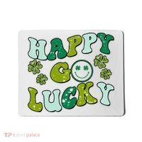 St Patricks Day Happy Go Lucky Shamrock Irish Retro Mousepad thumb 0
