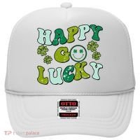 St Patricks Day Happy Go Lucky Shamrock Irish Retro Hat thumb 0