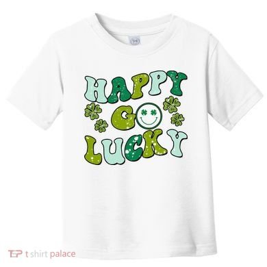 St Patricks Day Happy Go Lucky Shamrock Irish Retro Toddler T-Shirt