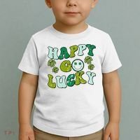 St Patricks Day Happy Go Lucky Shamrock Irish Retro Toddler T-Shirt thumb 2