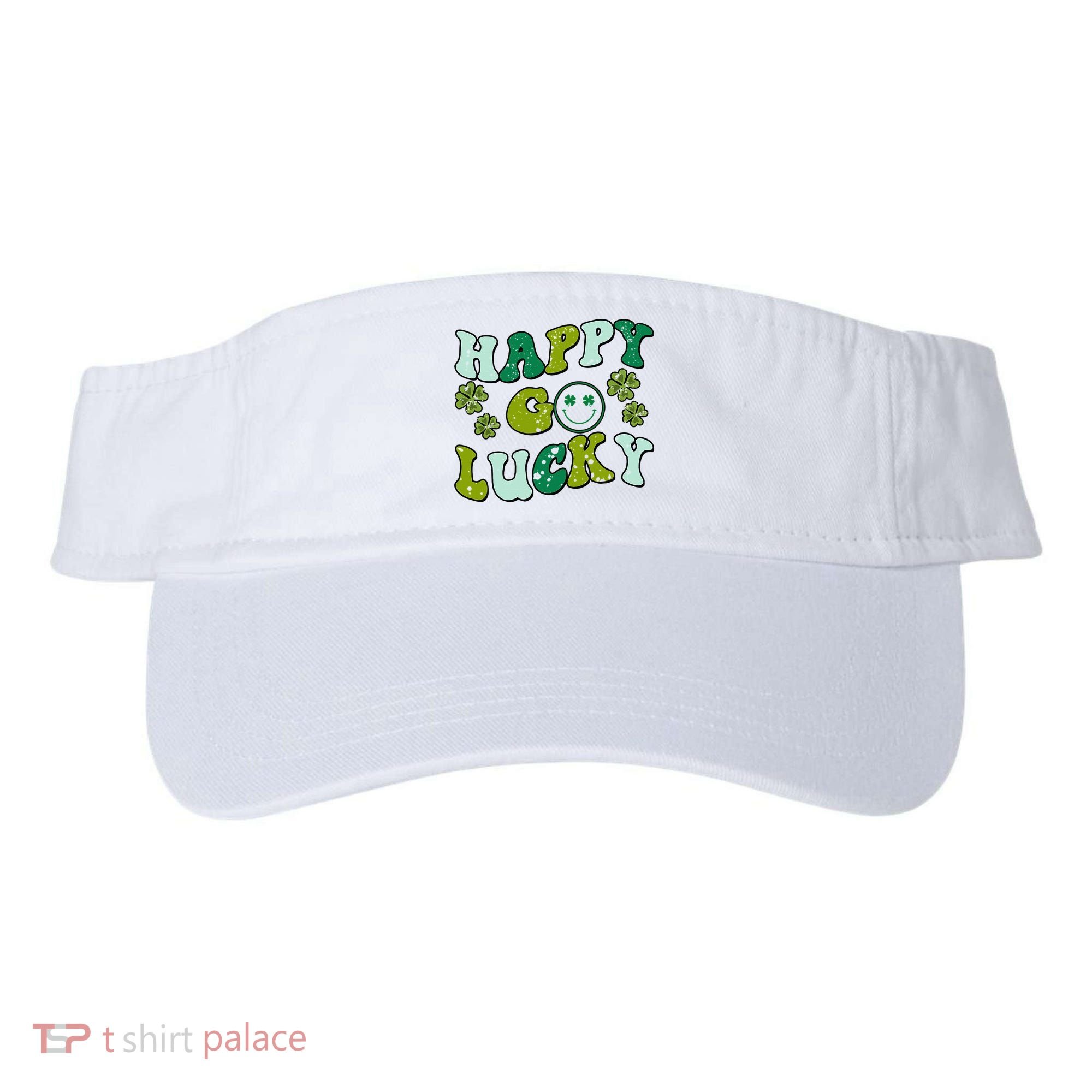 St Patricks Day Happy Go Lucky Shamrock Irish Retro Visor