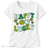 St Patricks Day Happy Go Lucky Shamrock Irish Retro Women's T-Shirt thumb 0