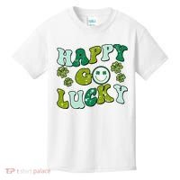 St Patricks Day Happy Go Lucky Shamrock Irish Retro Kids T-Shirt thumb 0